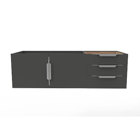 Castello Usa Alpine 48" Wall Mounted Black Vanity Base with Brushed Nickel Handles CB-MC-48BLK-BN-VBO